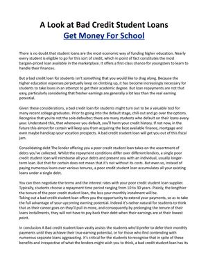 A Look at Bad Credit Student Loans