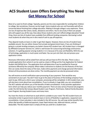 ACS Student Loan Offers Everything You Need