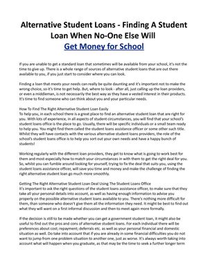Alternative Student Loans - Finding A Student Loan When No-One Else Will