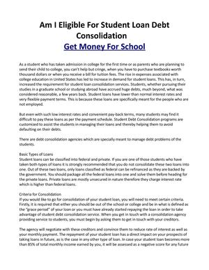Am I Eligible For Student Loan Debt Consolidation