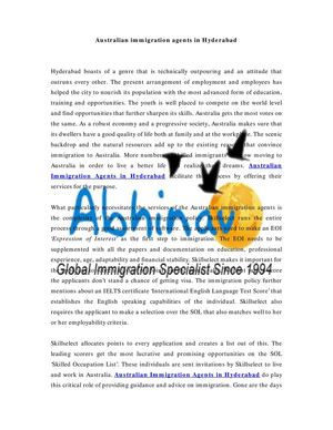 Australian immigration agents in Hyderabad