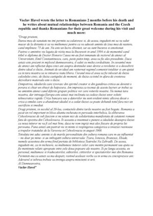 Vaclav Havel´s  letter to Romanians