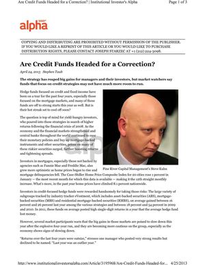 Are Credit Funds Headed for a Correction?