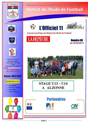 Journal Officiel n°36 du 25/04/2013