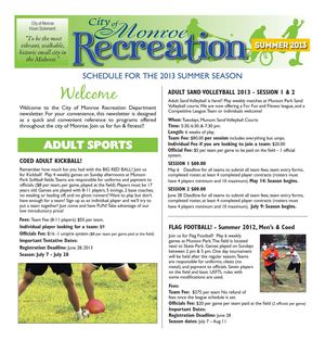 Summer Newsletter City of Monroe Recreation Dept 2013