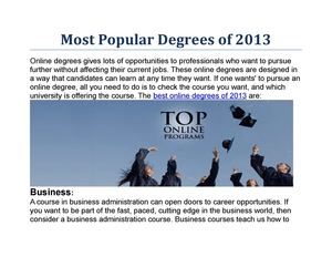 Most Popular Degrees of 2013