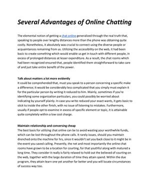 Several Advantages of Online Chatting
