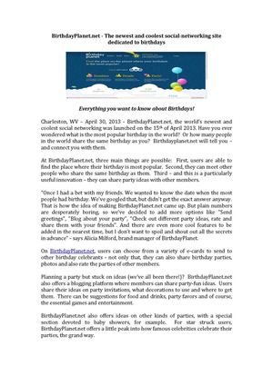 BirthdayPlanet.net - The newest and coolest social-networking site dedicated to birthdays