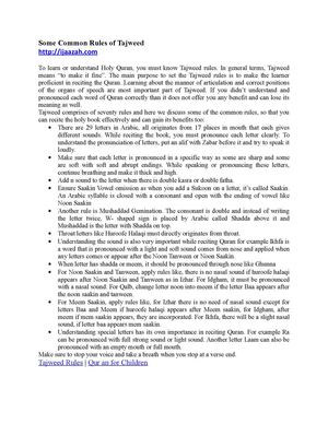 Some Common Rules of Tajweed