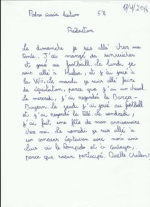 REDACCIONES  DE FRANCÉS  DE 5º  A
