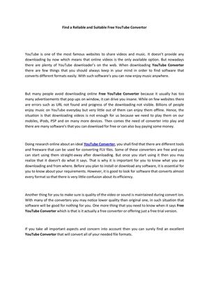 Find a Reliable and Suitable Free YouTube Convertor