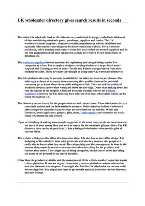 UK wholesaler directory gives search results in seconds