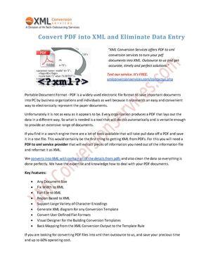 Convert PDF into XML and Eliminate Data Entry