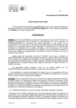 Entrega carta de despido AEPD