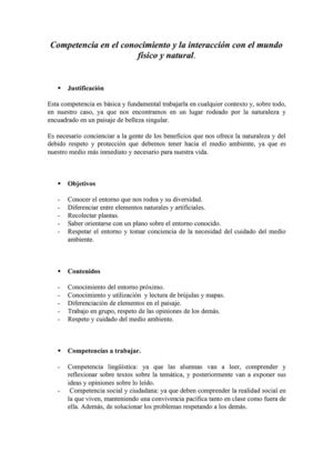 Competencia en el conocimiento y la interacción con el mundo físico y natural.