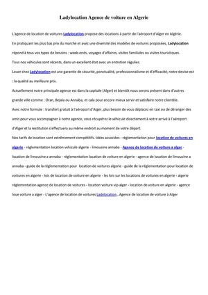 Ladylocation Agence de voiture en Algerie