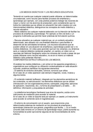 LOS MEDIOS DIDÁCTICOS Y LOS RECURSOS EDUCATIVOS