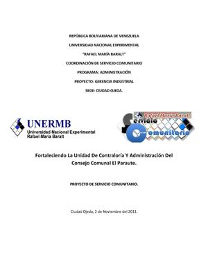 FORTALECIENDO LA UNIDAD DE CONTRALORÍA Y ADMINISTRACIÓN DEL CONSEJO COMUNAL EL PARAUTE