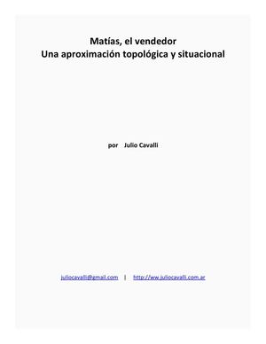 Matías, el vendedor |  Una aproximación topológica y situacional.