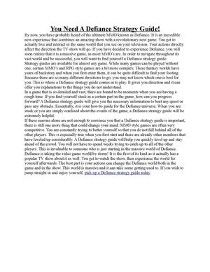 Defiance Strategy Guide