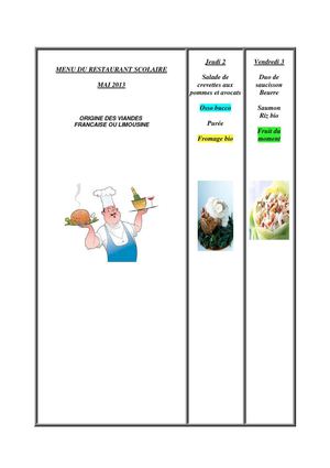 Menu mai 2013