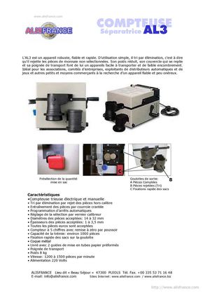 Compteuse manuelle et électrique de monnaie et jetons