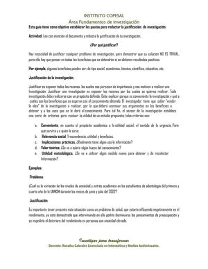 Como redactar la justificación de una investigación 