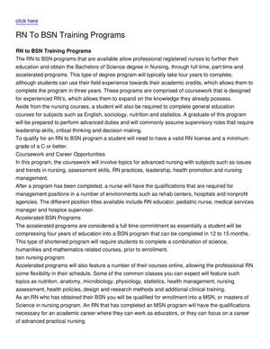 RN To BSN Training Programs