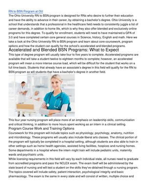 Ohio University RN To BSN Program Information
