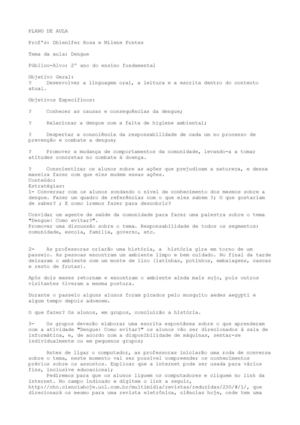 Plano de Aula DENGUE