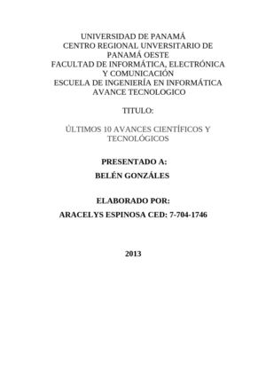 ÚLTIMOS 10 AVANCES CIENTÍFICOS Y TECNOLÓGICOS