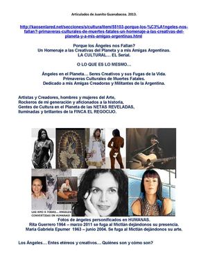  Porque los Ángeles nos Fallan? Un Homenaje a las Creativas del Planeta y a mis Amigas Argentinas. LA CULTURAL… EL Serial.