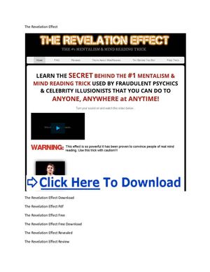 The Revelation Effect Revealed + The Revelation Effect Pdf