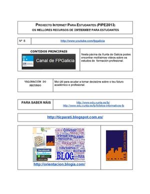 O meu traballo no proyecto Pipe2013