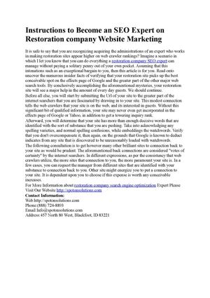 Instructions to Become an SEO Expert on Restoration company Website Marketing 