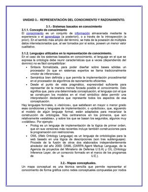 Unidad 3 : Representación del conocimiento y razonamiento