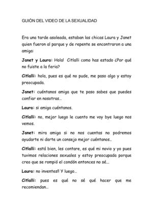 GUION DEL VIDEO DE LA SEXUALIDAD 
