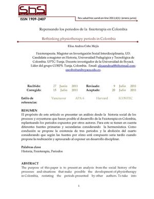 Periodos de la Fisioterapia en Colombia
