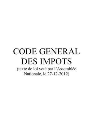 Nouveau Code Général des Impots du Sénégal