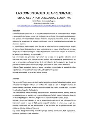 INTRODUCCIÓN COMUNIDADES DE APRENDIZAJE