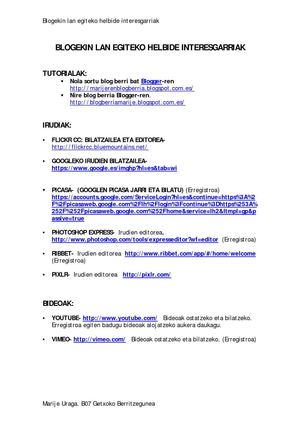 Blogekin lan egiteko helbide interesgarriak