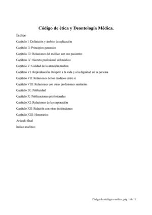 CÓDIGO ÉTICA Y DEONTOLOGÍA MÉDICA