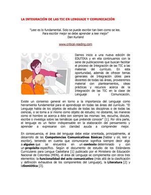 La Integración de las TIC en Lenguaje y Comunicación