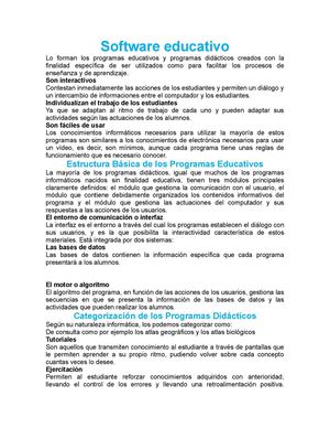 Software Educativo, su clasificación y funciones