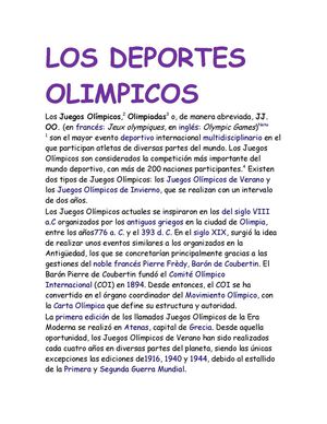 LOS DEPORTES OLIMPICOS