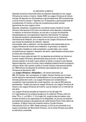 EL DEPORTE OLIMPICO