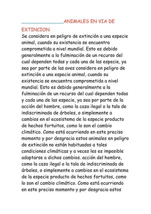 animales en via de extincion