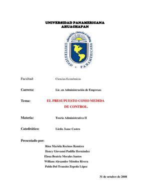 EL PRESUPUESTO COMO MEDIDA DE CONTROL