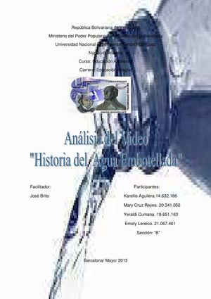 Análisis del video "historia del agua embotellada"