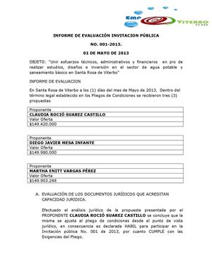 INFORME DE EVALUACION INVITACION PUBLICA 001